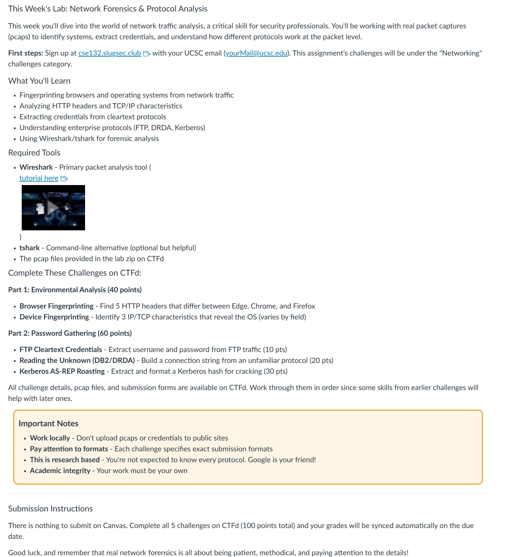 Network forensics and protocol analysis laboratory assignment