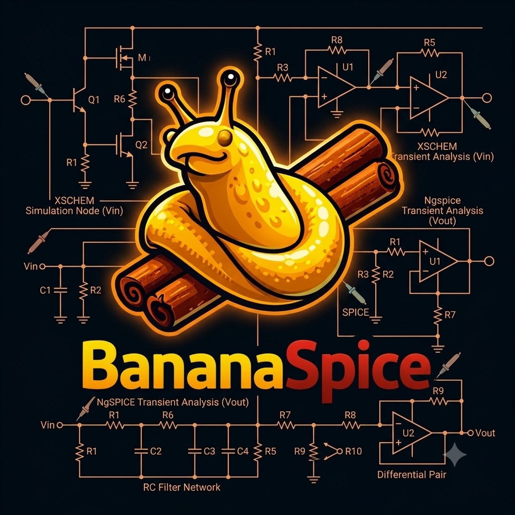 BananaSpice logo featuring a stylized banana slug surrounded by circuit diagrams