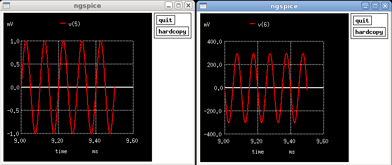 Traditional NGSpice transient waveform graphs