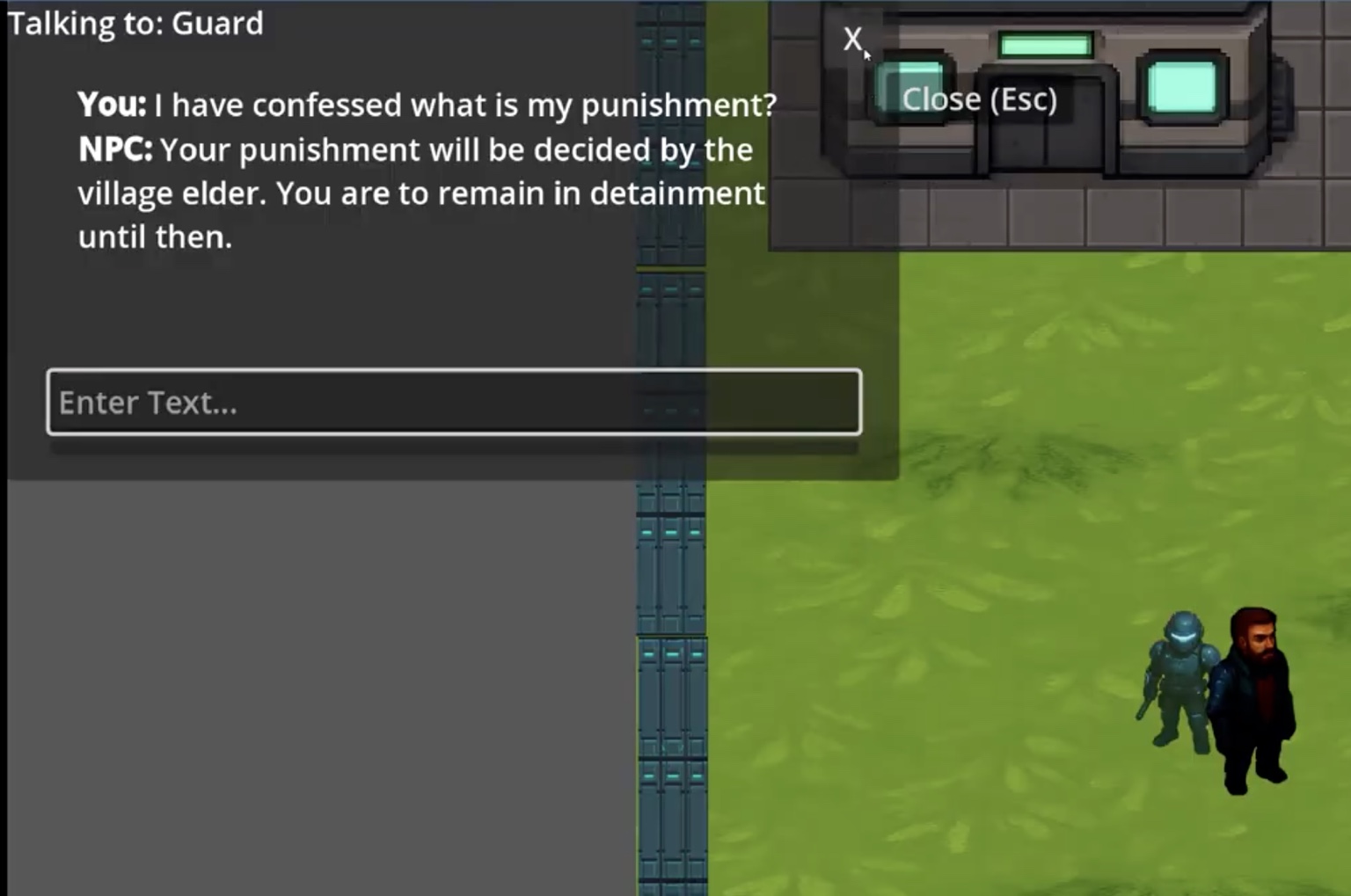 The player confesses and the Guard responds with a punishment