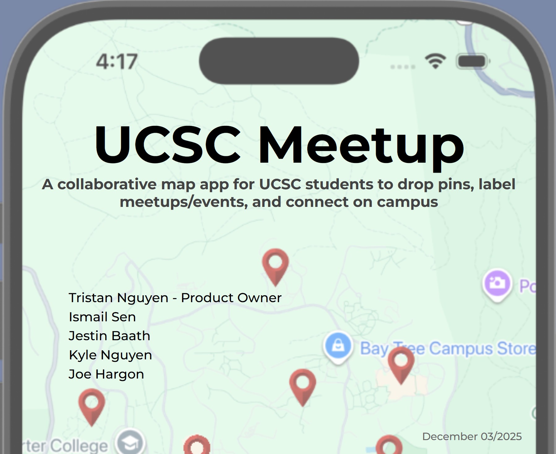 UCSC Meetup title slide shown over a map of the UCSC campus